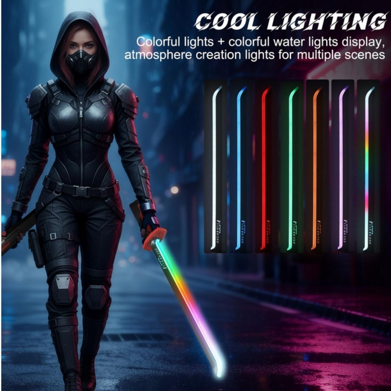 Sparking Katana/ Sword (80 cm) with RBG lighting, Smoke & Sound effects for Cosplay