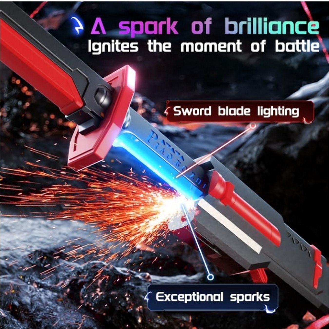 Sparking Katana/ Sword (80 cm) with RBG lighting, Smoke & Sound effects for Cosplay