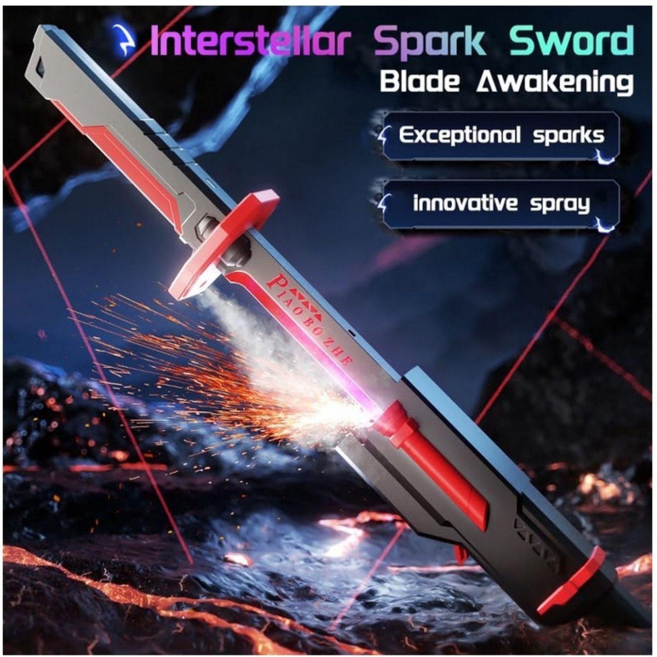 Sparking Katana/ Sword (80 cm) with RBG lighting, Smoke & Sound effects for Cosplay