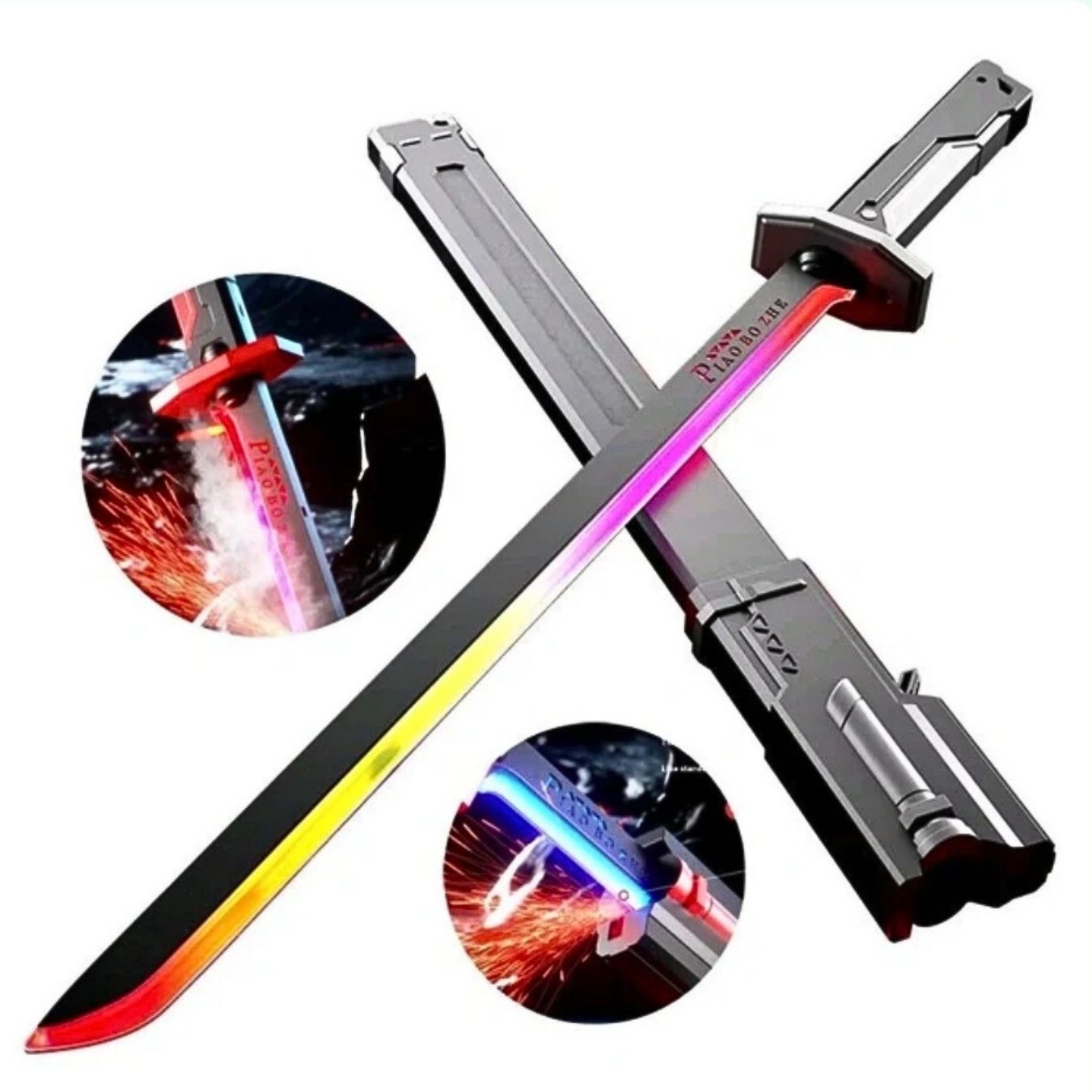 Spark & Smoke Katana/ Sword (80 cm) with RBG Lights, Smoke & Sound effects - for Cosplay