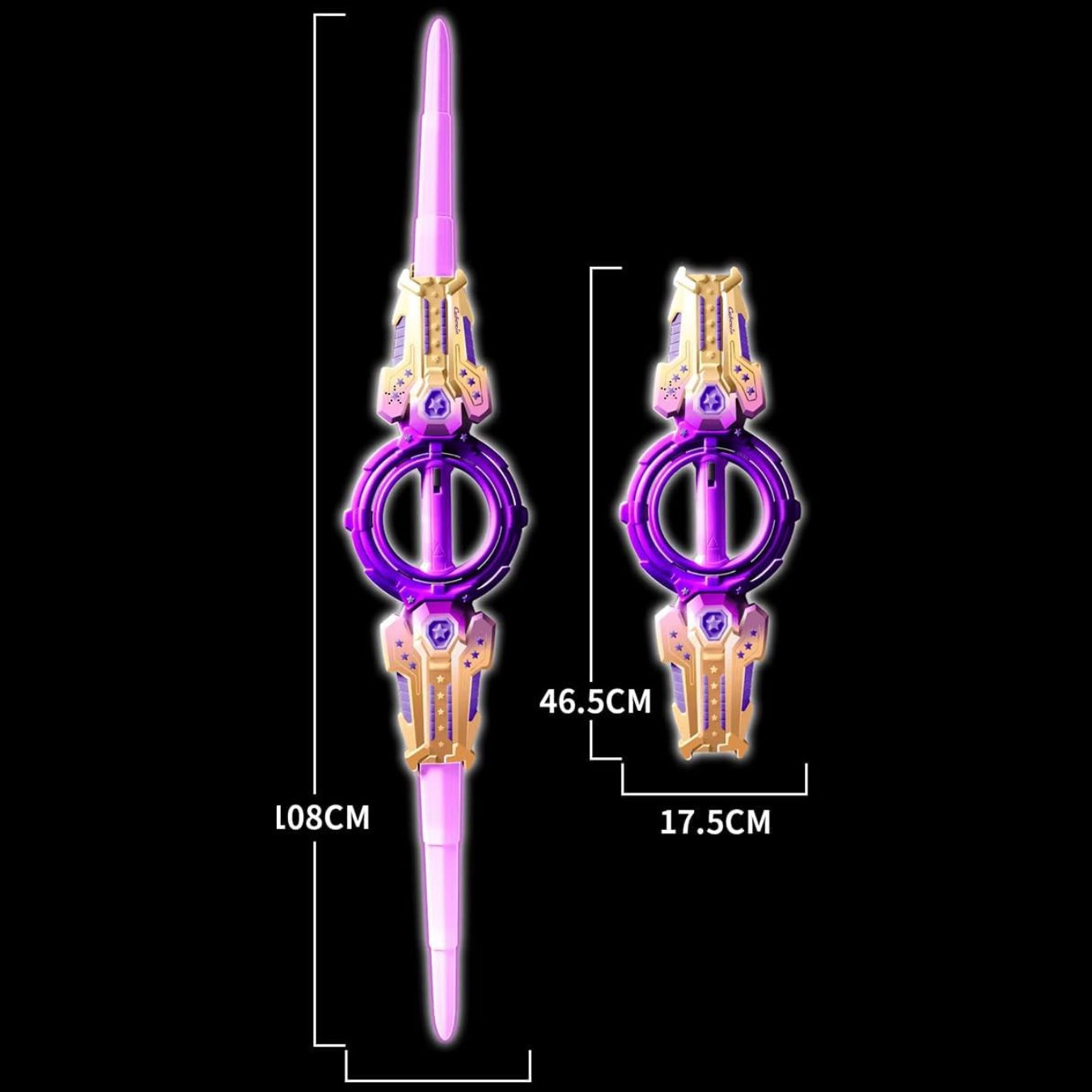 rotating dual edged led light saber with sound