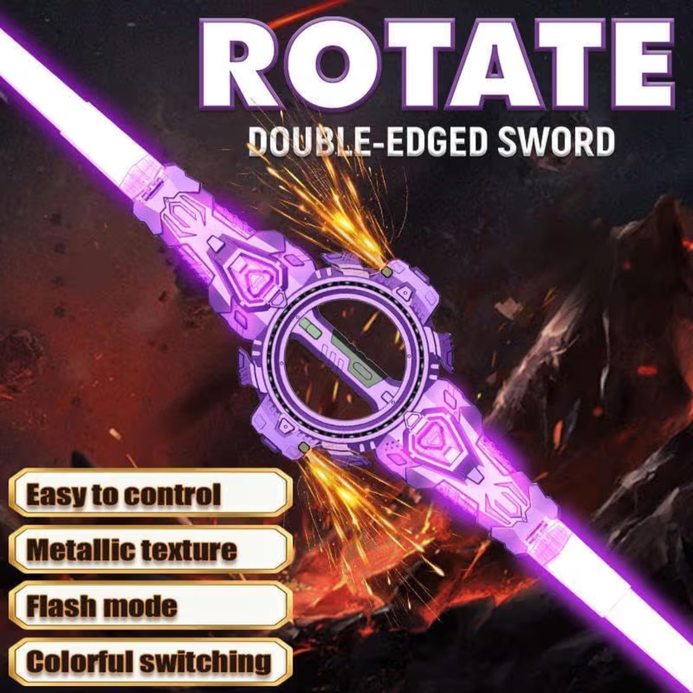 rotating dual edged led light saber with sound