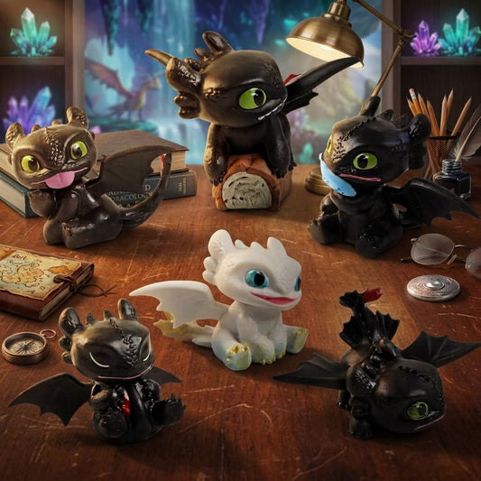 Toothless & Light Fury Mini Figure Set of 6 (4.5 cm) | How to Train Your Dragon