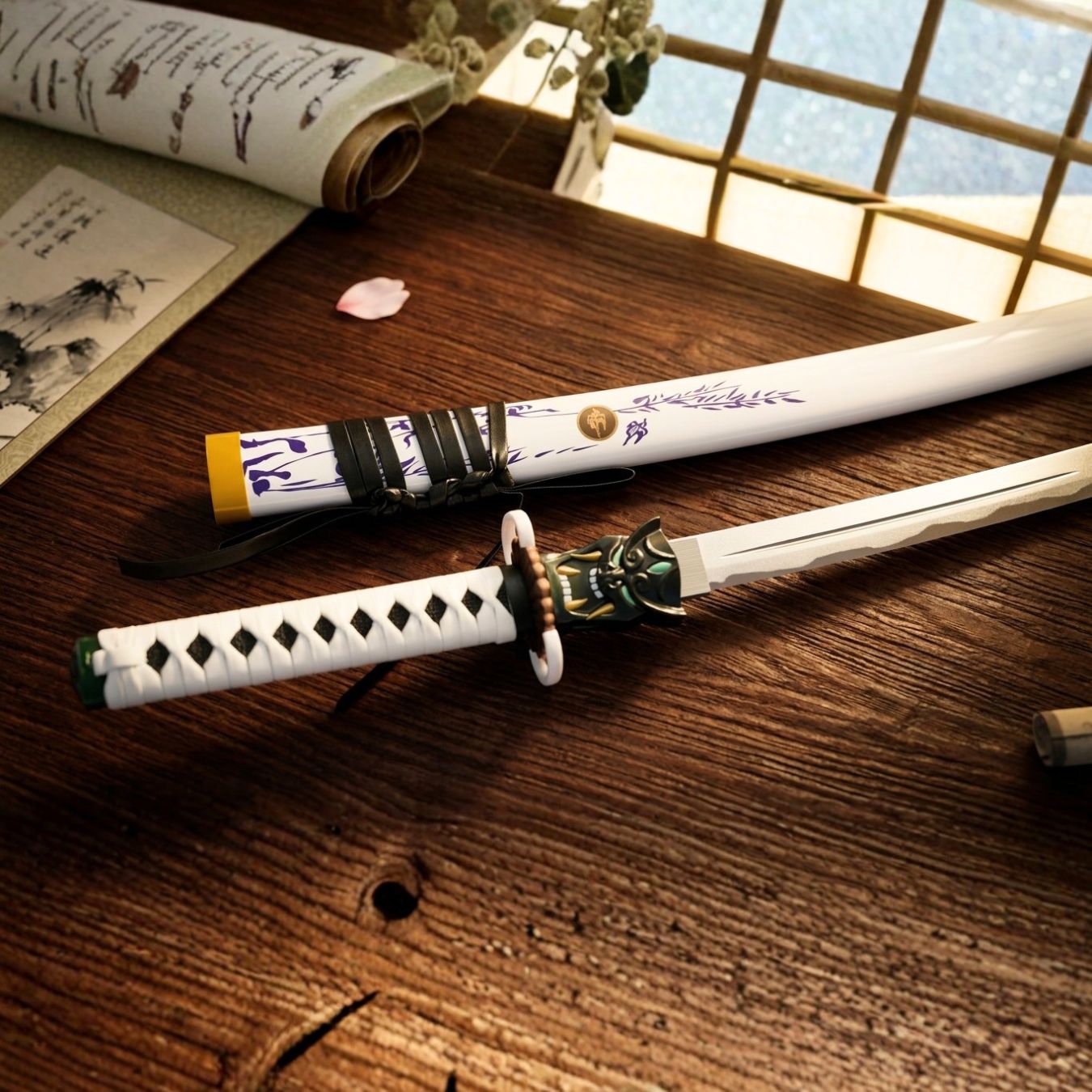 White Oni Guard Cosplay Katana Replica (No Sharp Edges)(108 cm) | Valorant