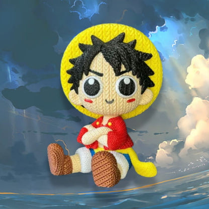 One Piece-Knitted Effect Figures-(select character) (made of PVC, not Yarn) (10 cm) Rotatable Head