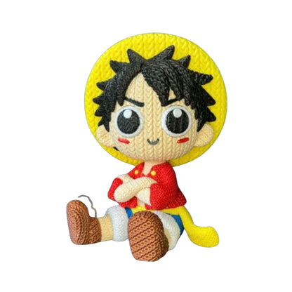 One Piece-Knitted Effect Figures-(select character) (made of PVC, not Yarn) (10 cm) Rotatable Head