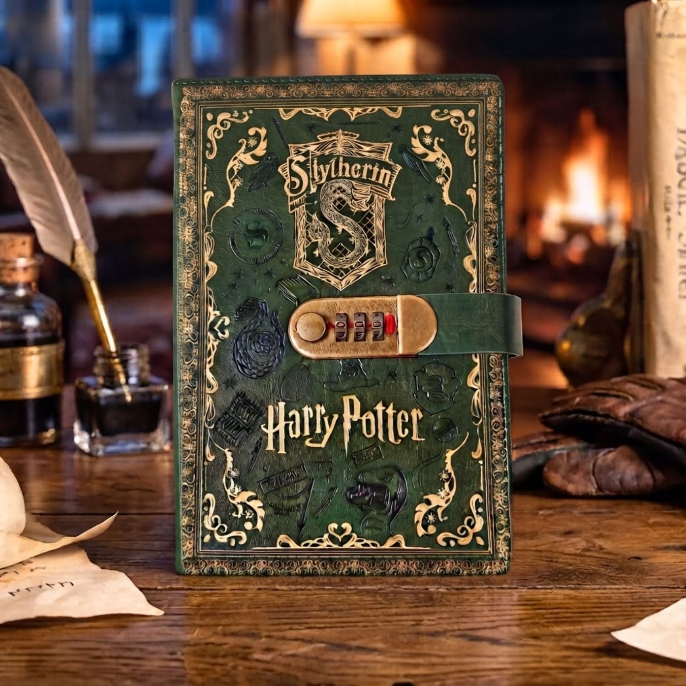 Slytherin Vintage Lock Diary | Harry Potter