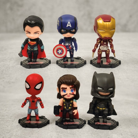 Superhero Mini Action Figure Collectible Set of 6 (8 cm)