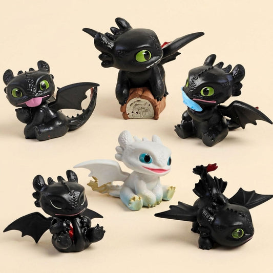 Toothless & Light Fury Mini Figure Set of 6 (4.5 cm) | How to Train Your Dragon